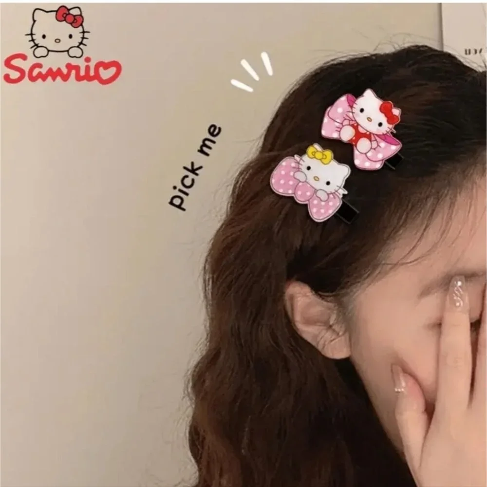 Hello Kitty Cartoon Acrylic Hair Clips Set - Cute Barrettes
